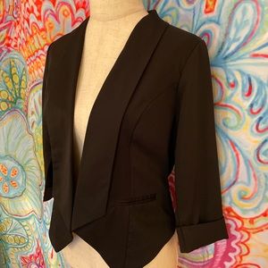 AKIRA Black Ribbed Open Back Sexy Blazer
